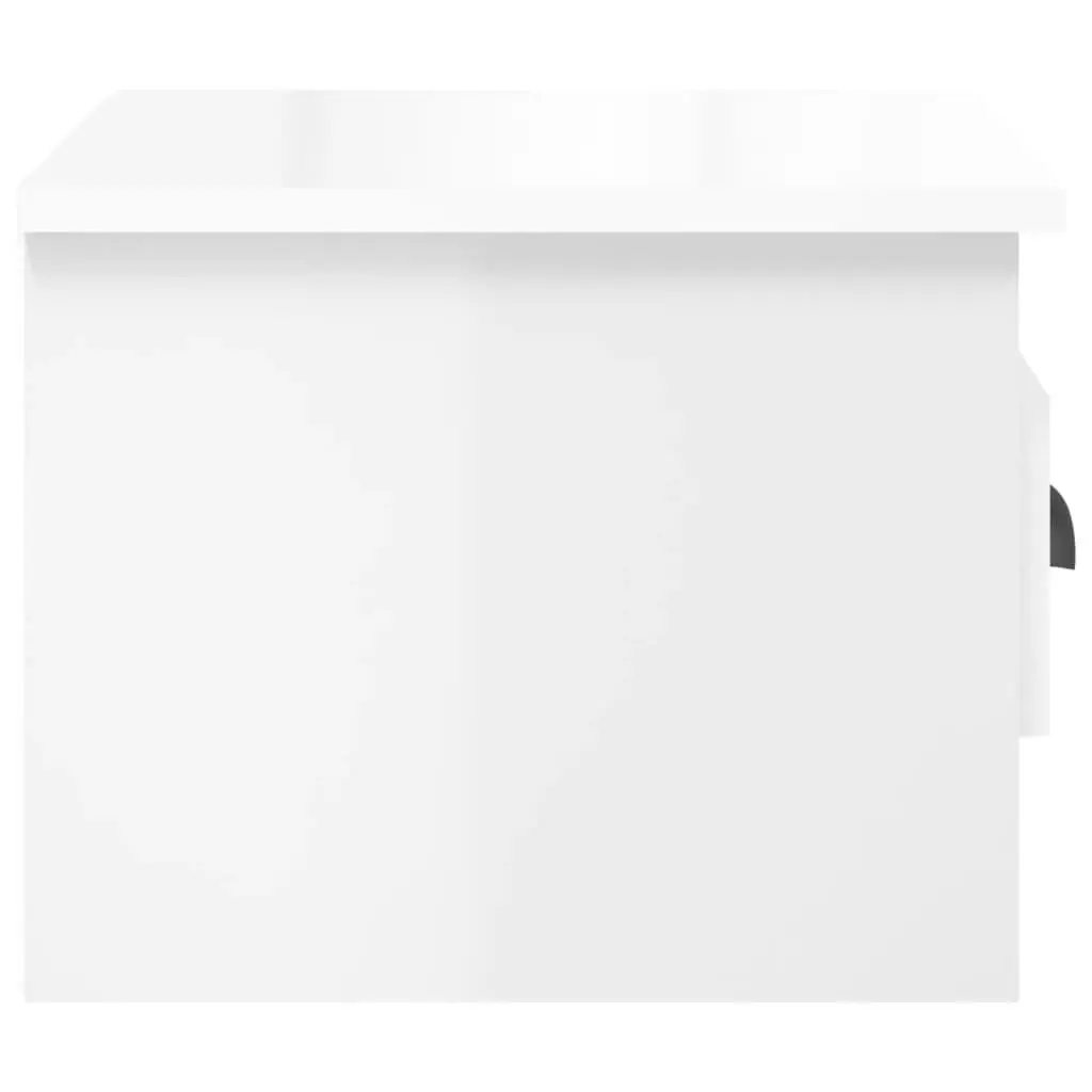 Wall-mounted Bedside Cabinets White Floating Storage Drawer Organiser 2 Piece Engineered Wood