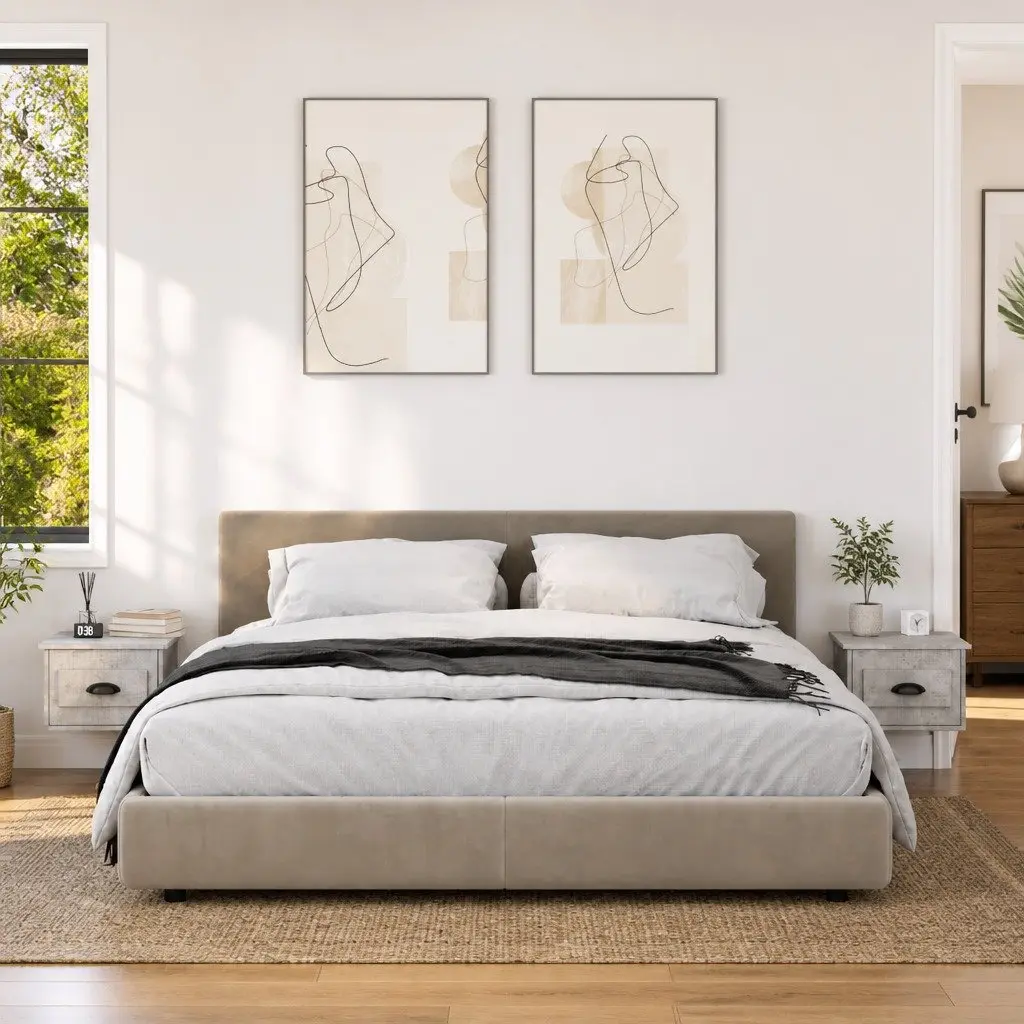 Wall-mounted Bedside Cabinets Grey Floating Storage Organiser Drawer 2 Piece Engineered Wood 41.5 x 36 x 28 cm