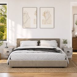 Grey Floating Bedside Cabinets - Set of 2