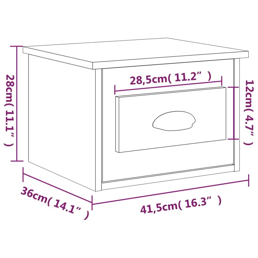 Wall-mounted Bedside Cabinets Brown Floating Nightstand Storage 2 Piece Engineered Wood