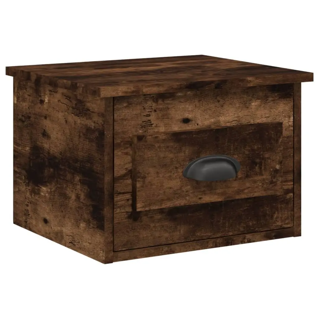 Wall-mounted Bedside Cabinets Brown Floating Nightstand Storage 2 Piece Engineered Wood
