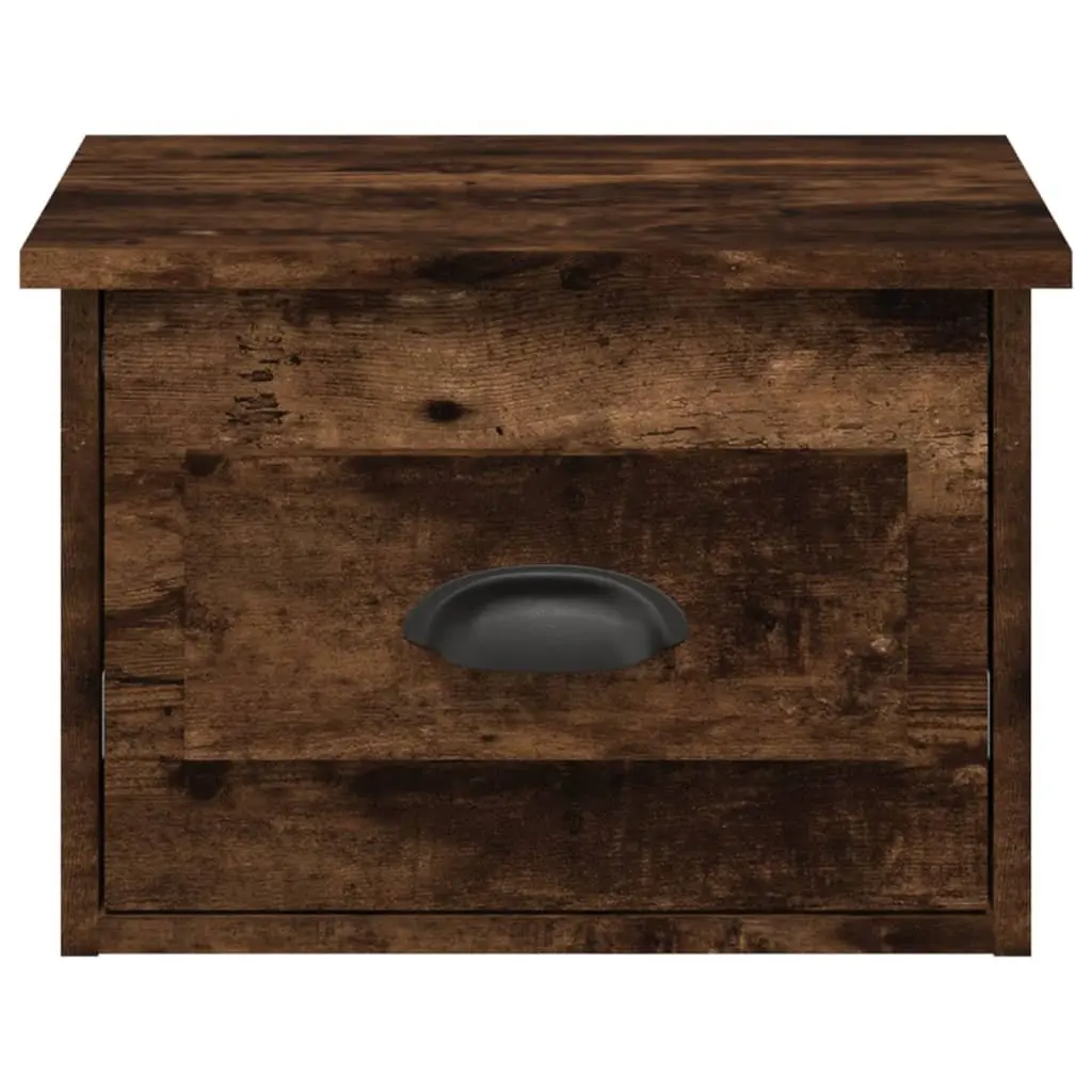 Wall-mounted Bedside Cabinets Brown Floating Nightstand Storage 2 Piece Engineered Wood