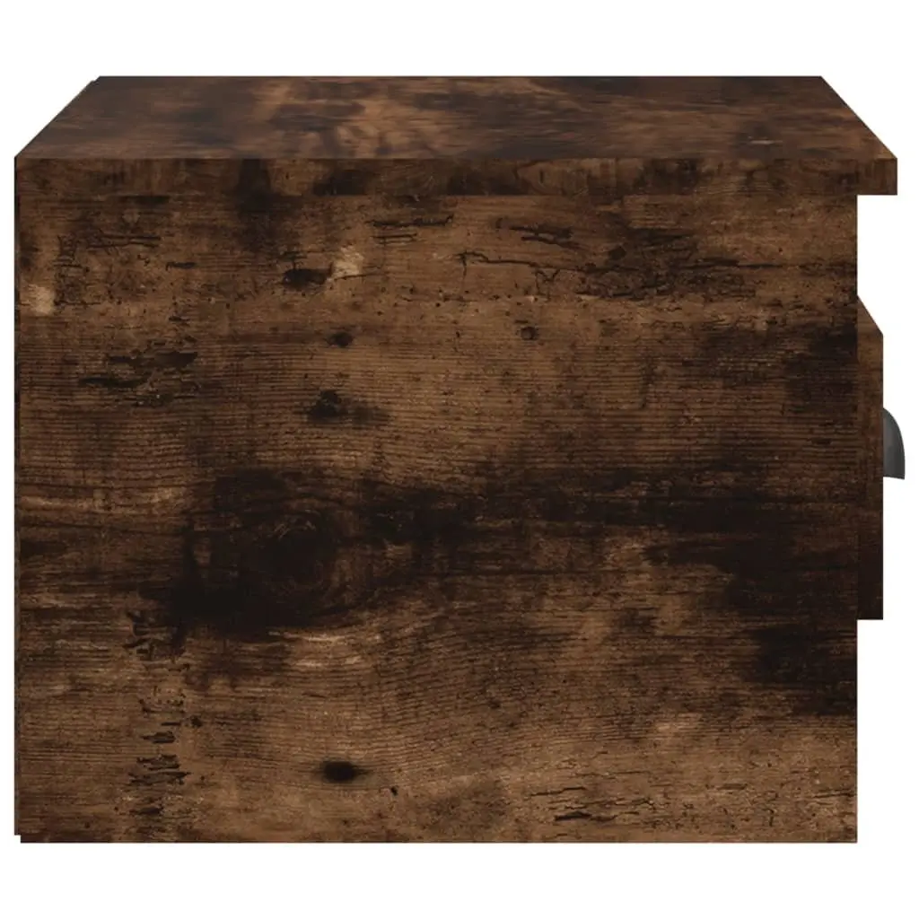 Wall-mounted Bedside Cabinets Brown Floating Nightstand Storage 2 Piece Engineered Wood