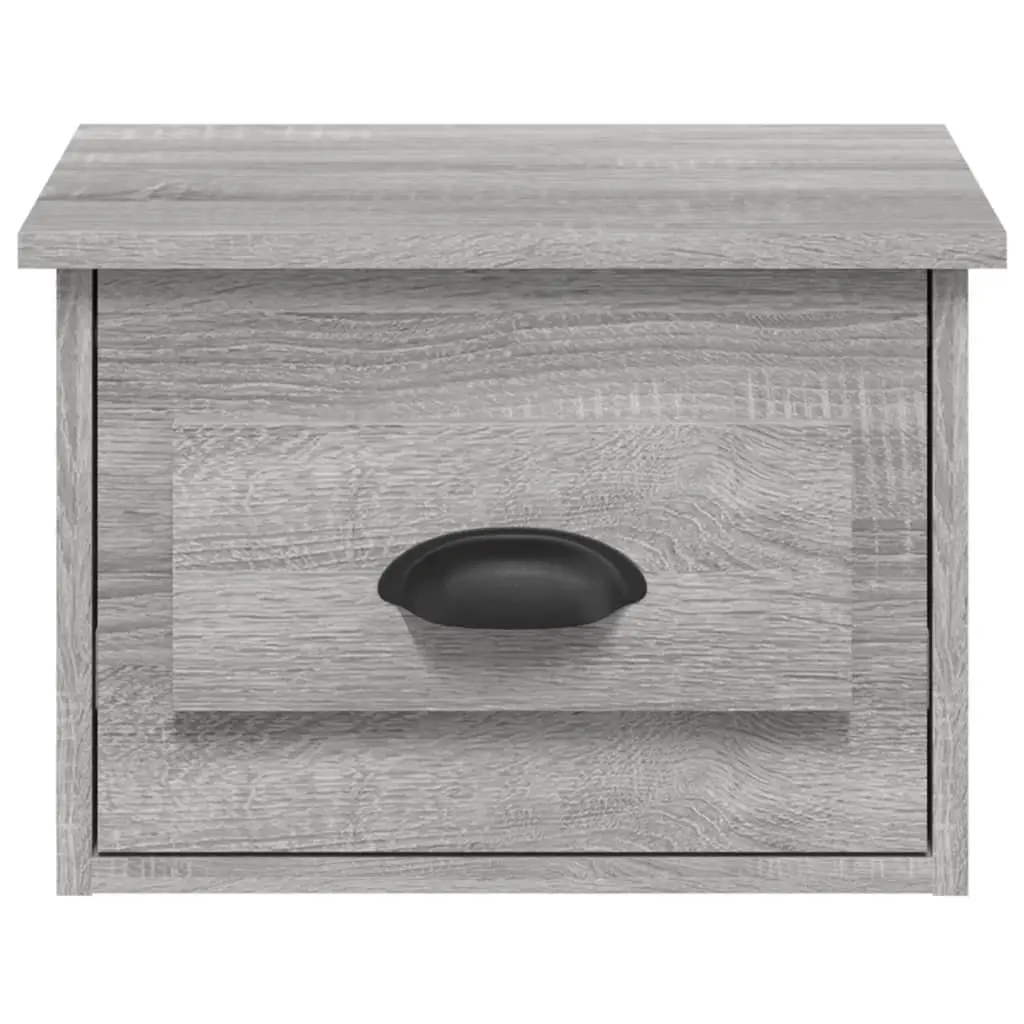 Wall-mounted Bedside Cabinets Grey Sonoma Floating Storage Drawer 2 Piece Engineered Wood