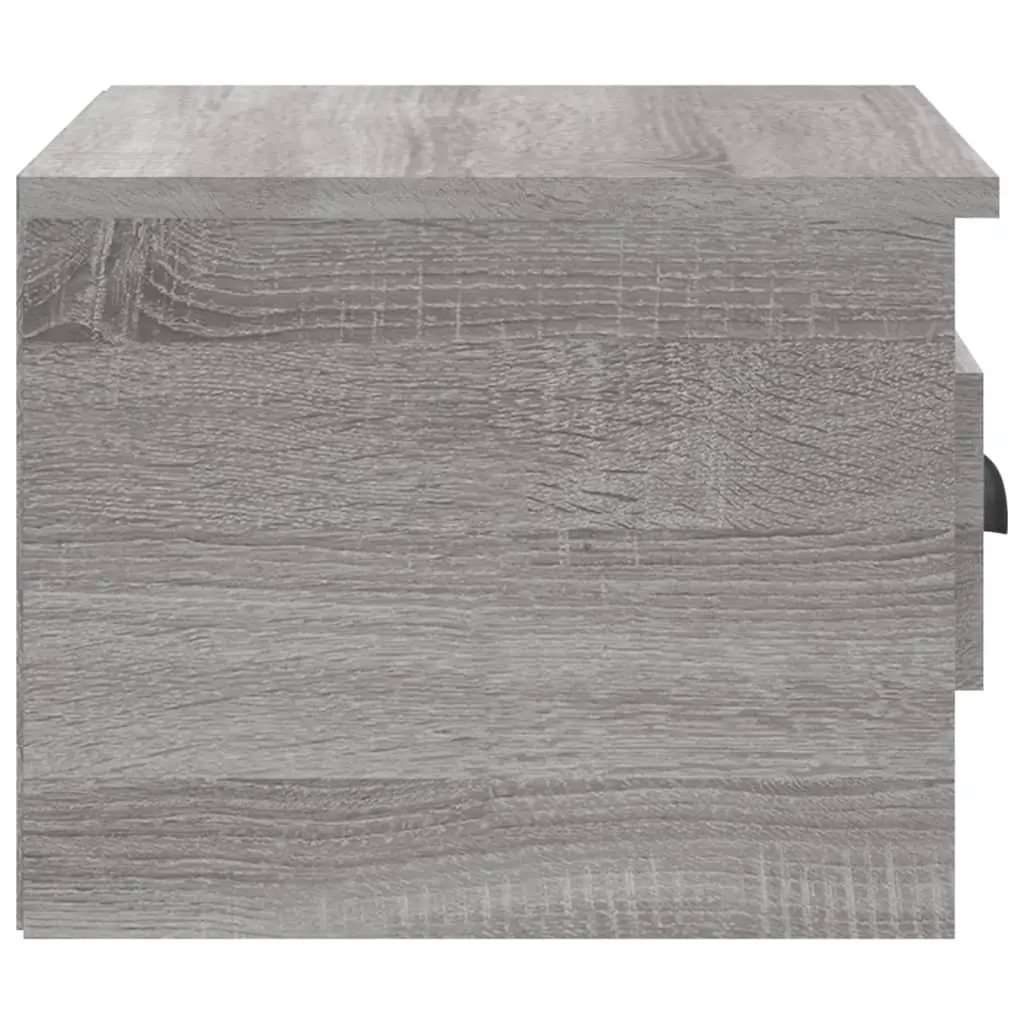 Wall-mounted Bedside Cabinets Grey Sonoma Floating Storage Drawer 2 Piece Engineered Wood