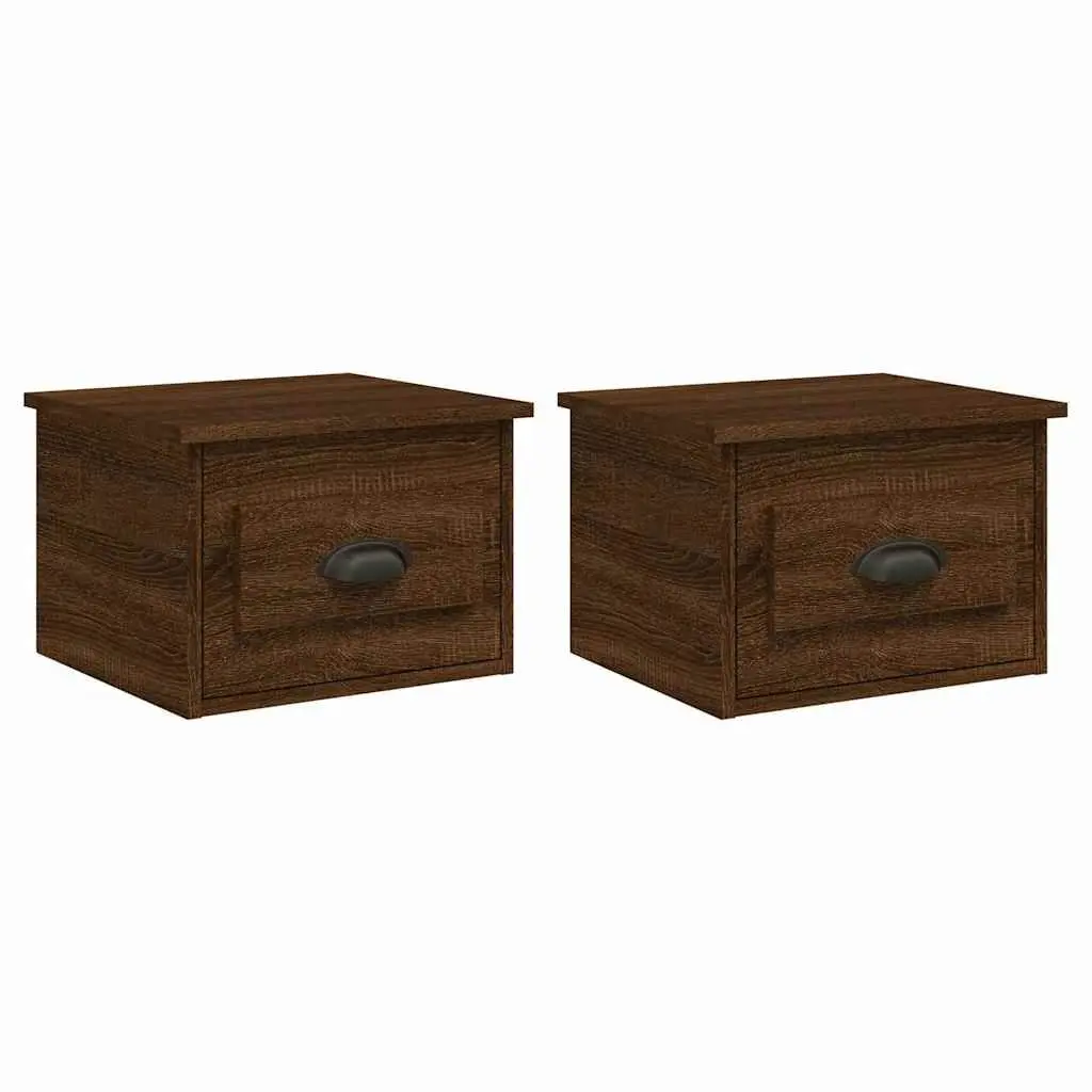 Wall-mounted Bedside Cabinets Brown Oak 41.5 x 36 x 28 cm Engineered Wood 2 Piece