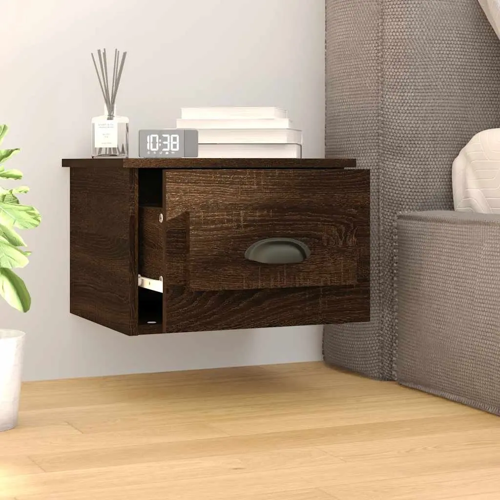 Wall-mounted Bedside Cabinets Brown Oak 41.5 x 36 x 28 cm Engineered Wood 2 Piece