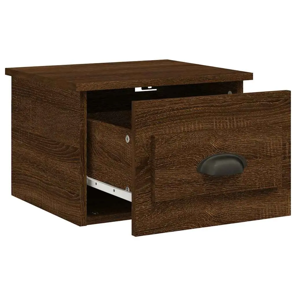 Wall-mounted Bedside Cabinets Brown Oak 41.5 x 36 x 28 cm Engineered Wood 2 Piece
