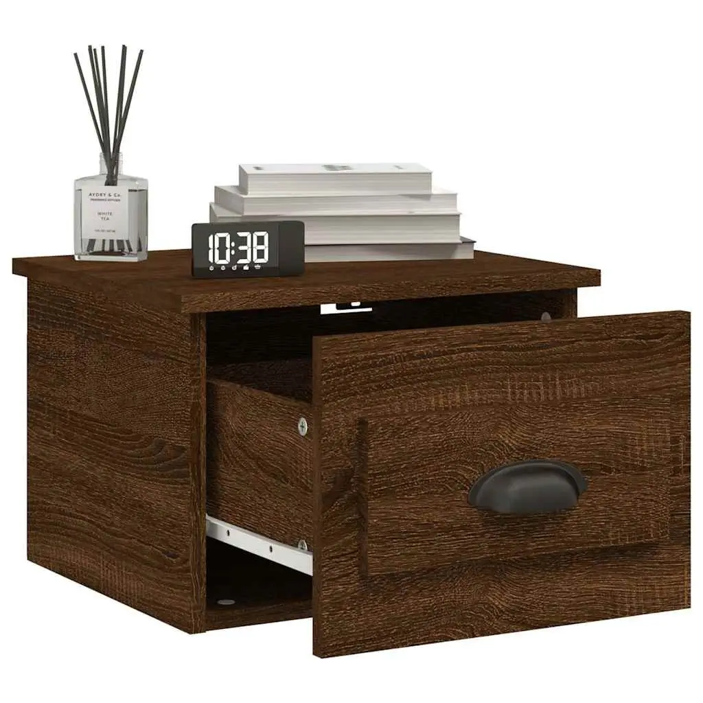 Wall-mounted Bedside Cabinets Brown Oak 41.5 x 36 x 28 cm Engineered Wood 2 Piece