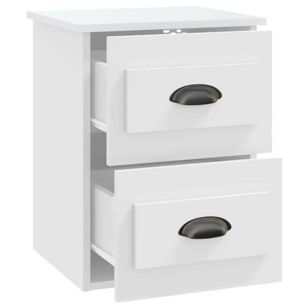 Wall-mounted Bedside Cabinet White 41.5x36x53cm Engineered Wood Floating Bedroom Storage with 2 Drawers