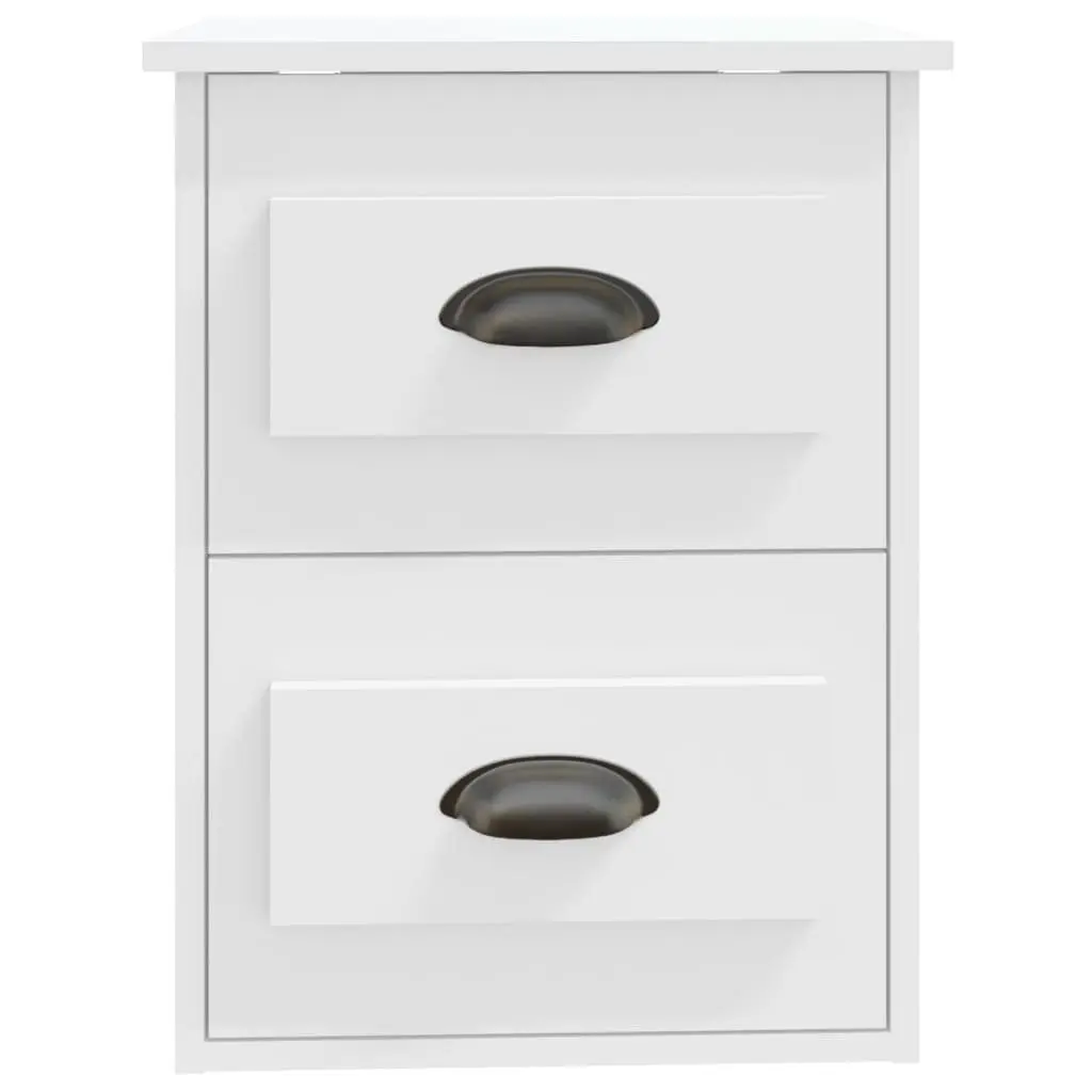Wall-mounted Bedside Cabinet White 41.5x36x53cm Engineered Wood Floating Bedroom Storage with 2 Drawers