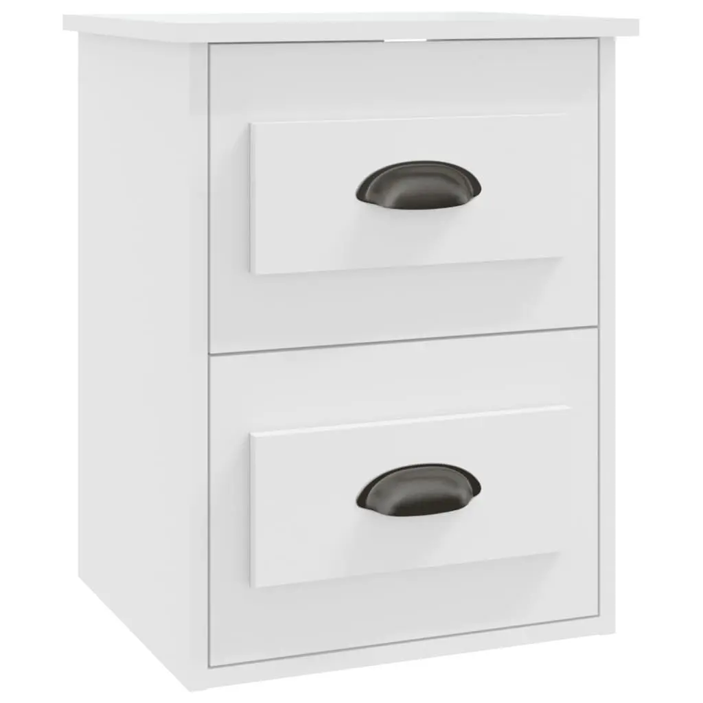 Wall-mounted Bedside Cabinet White 41.5x36x53cm Engineered Wood 2 Drawers