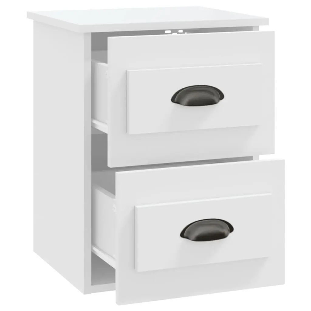 Wall-mounted Bedside Cabinet White 41.5x36x53cm Engineered Wood 2 Drawers
