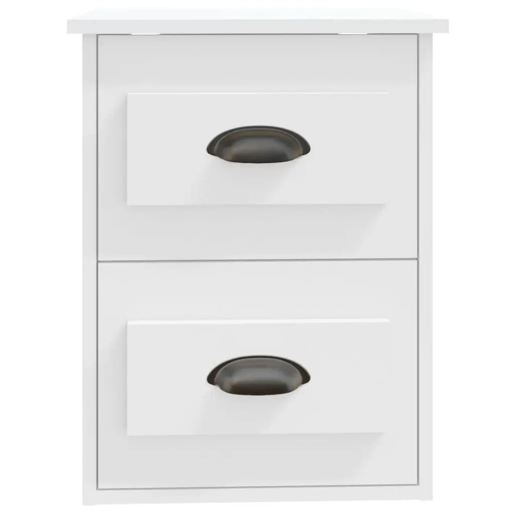 Wall-mounted Bedside Cabinet White 41.5x36x53cm Engineered Wood 2 Drawers