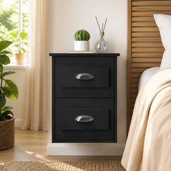 Elegant Wall-Mounted Bedside Cabinet in Black 41.5x36x53cm