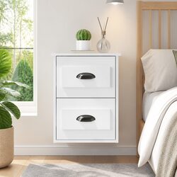 Elegant Wall-Mounted Bedside Cabinet with 2 Drawers