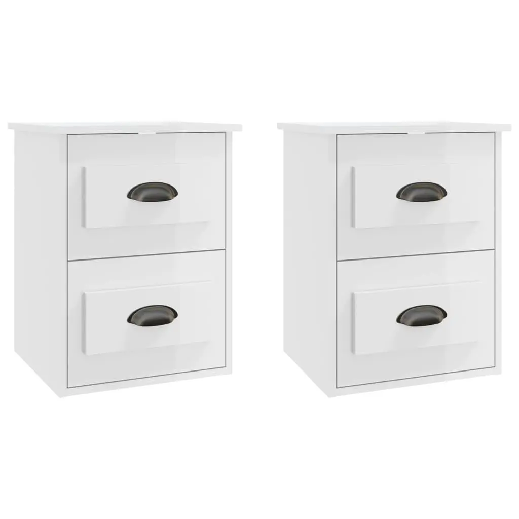 Wall-Mounted Bedside Cabinet with 2 Drawers