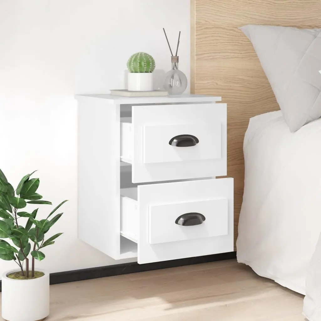 Wall-Mounted Bedside Cabinet with 2 Drawers