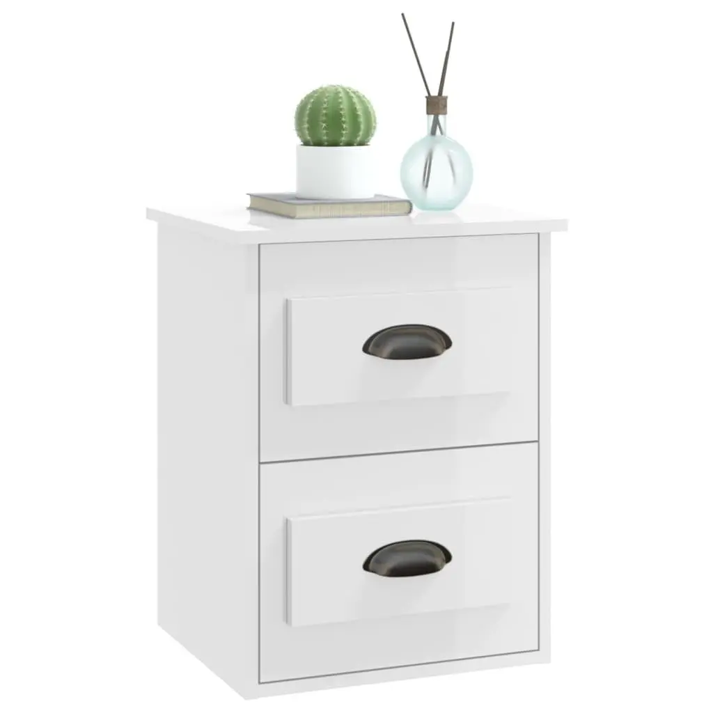 Wall-Mounted Bedside Cabinet with 2 Drawers
