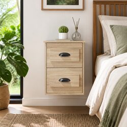 Sonoma Oak Wall-Mounted Bedside Cabinet with 2 Drawers
