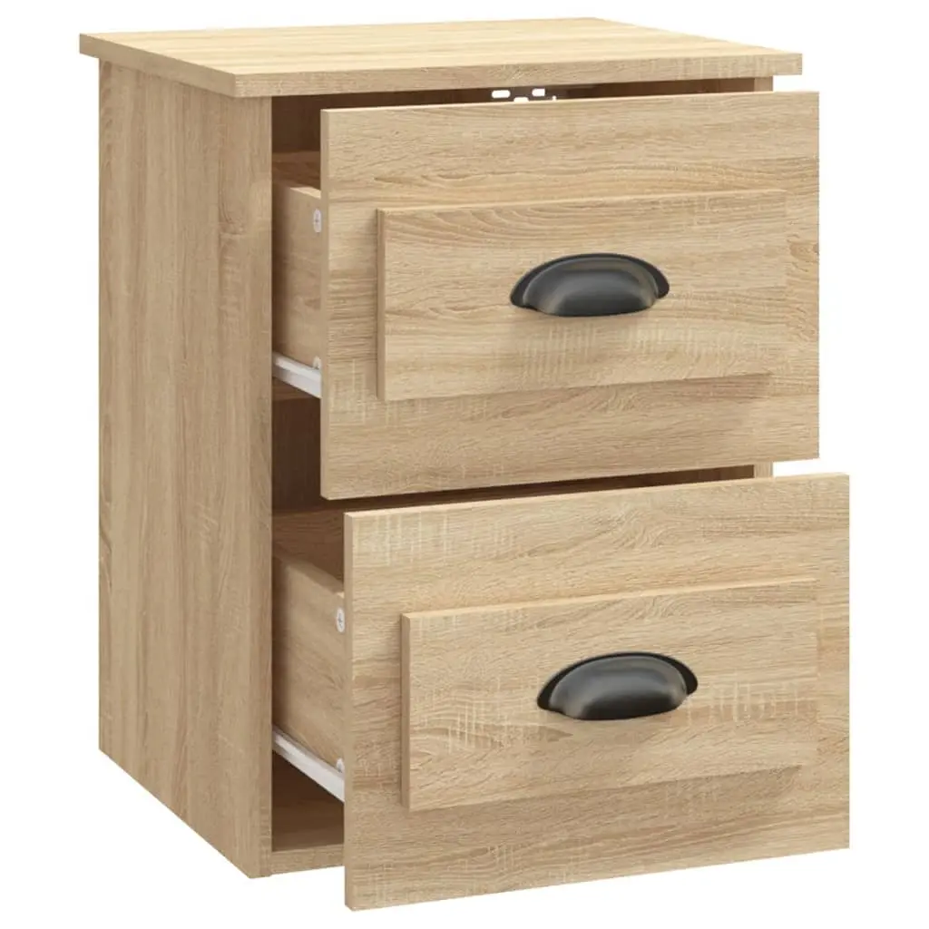 Wall-mounted Bedside Cabinet Sonoma Oak 2 Drawers Engineered Wood Floating Storage Unit