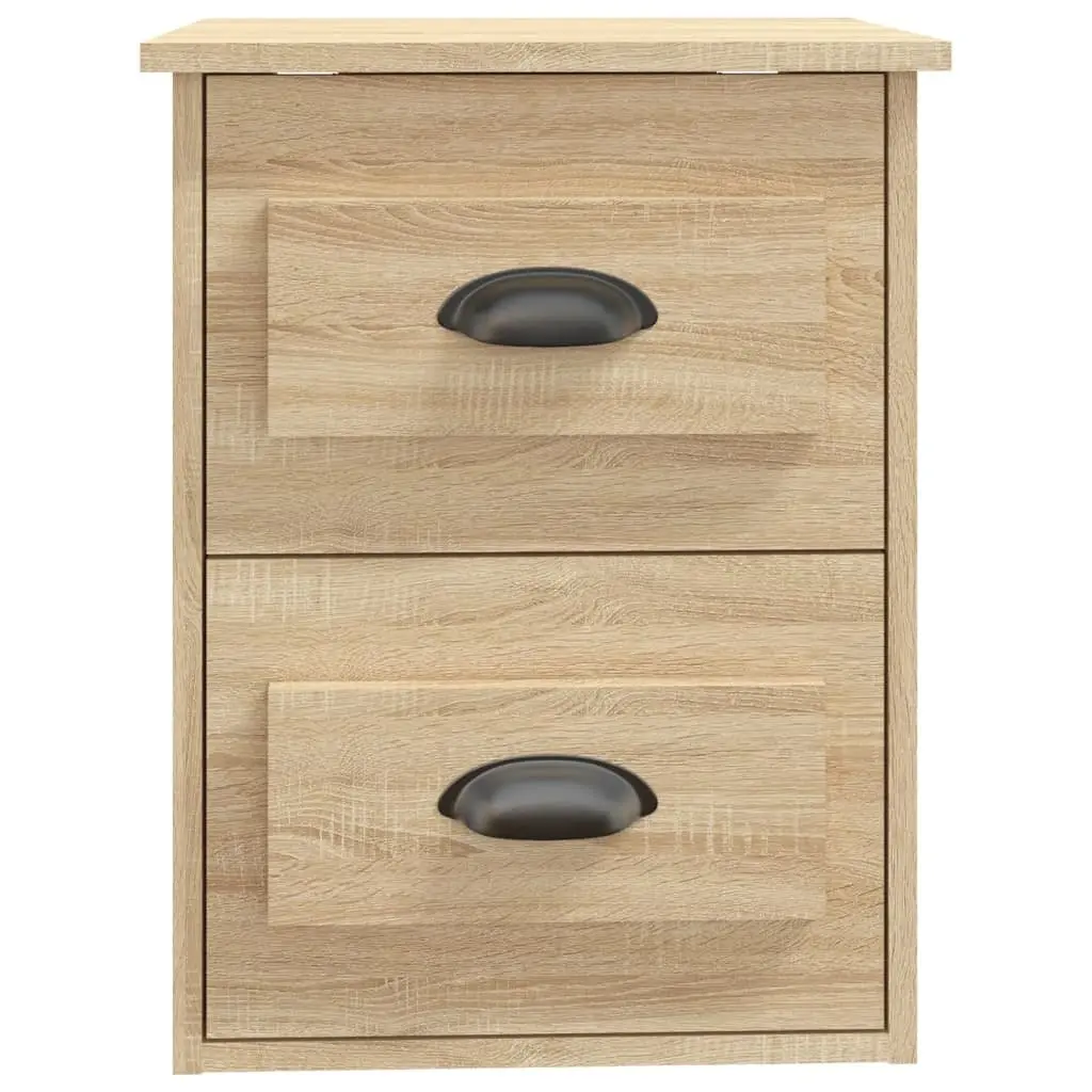 Wall-mounted Bedside Cabinet Sonoma Oak 2 Drawers Engineered Wood Floating Storage Unit