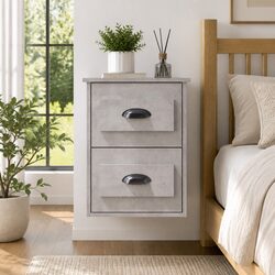 Floating Grey Bedside Cabinet with 2 Drawers