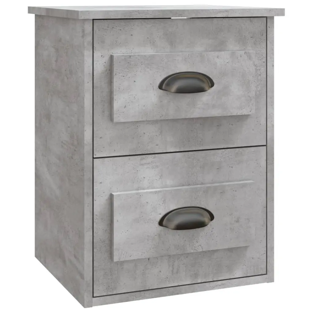 Wall Mounted Bedside Cabinet Grey 2 Drawers Engineered Wood