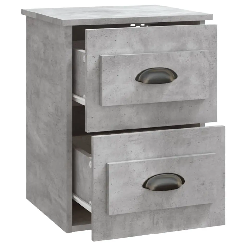 Wall Mounted Bedside Cabinet Grey 2 Drawers Engineered Wood