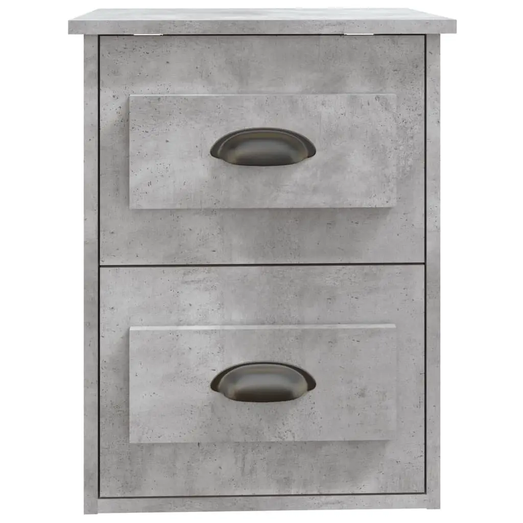 Wall Mounted Bedside Cabinet Grey 2 Drawers Engineered Wood