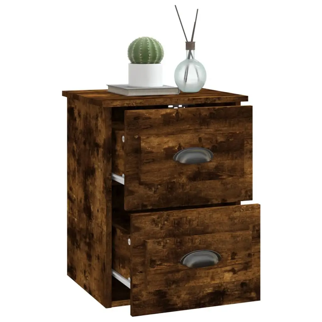 Wall-mounted Bedside Cabinets 2 pcs Brown Floating Storage Drawers 41.5x36x53cm