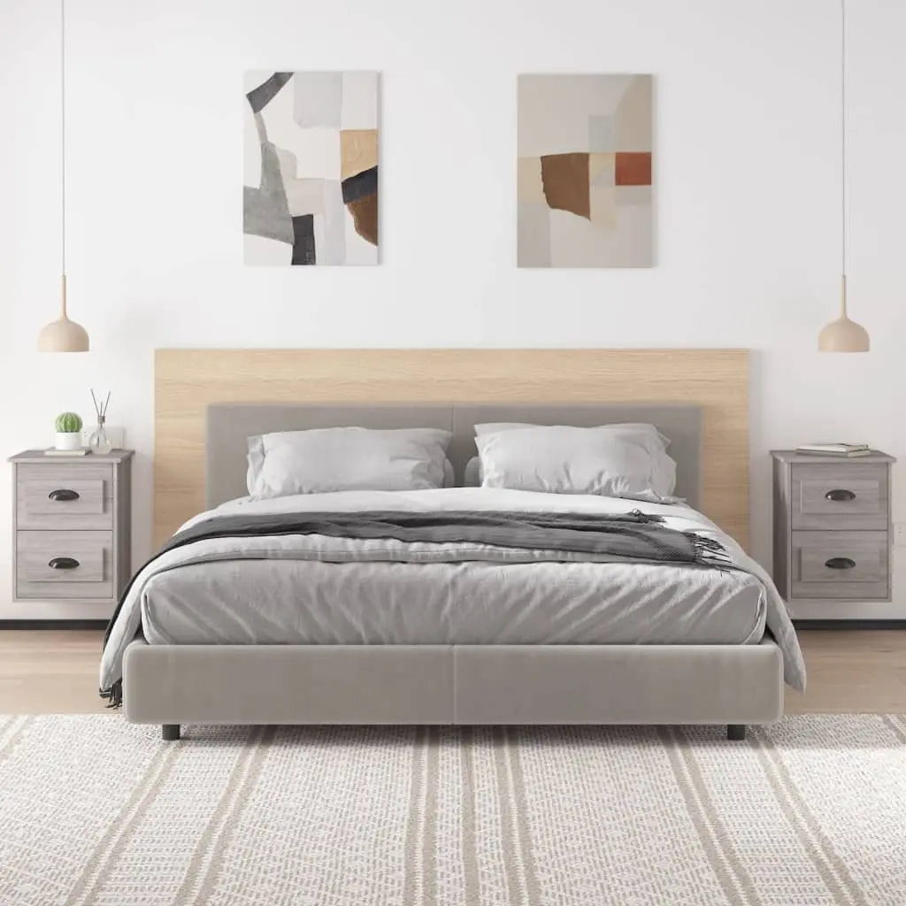 Wall-Mounted Bedside Cabinet Grey Sonoma 2 Drawers Engineered Wood Floating Storage Unit