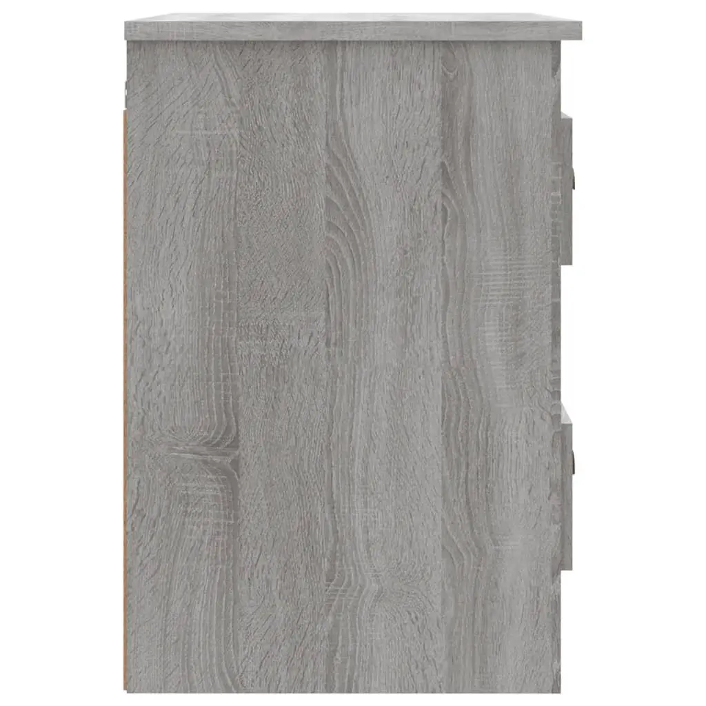 Wall-Mounted Bedside Cabinet Grey Sonoma 2 Drawers Engineered Wood Floating Storage Unit