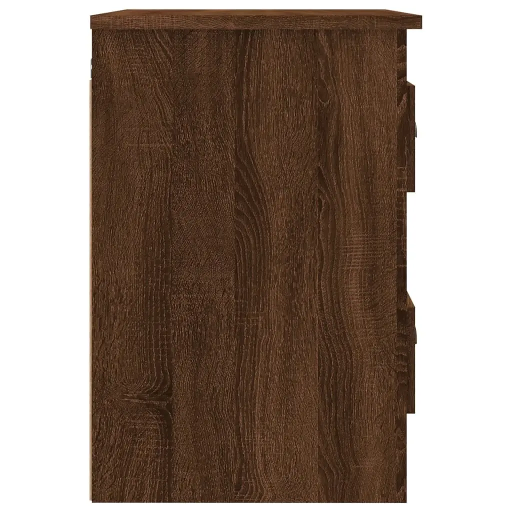 Wall-mounted Bedside Cabinet Brown Oak 41.5x36x53cm Engineered Wood 2 Drawer Floating Storage