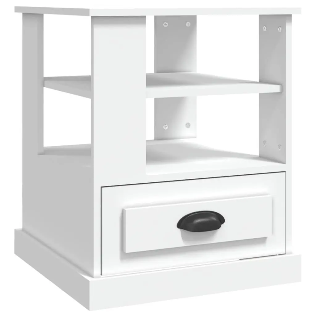 Side Table White 50x50x60 cm Engineered Wood Storage Accent Furniture Living Room
