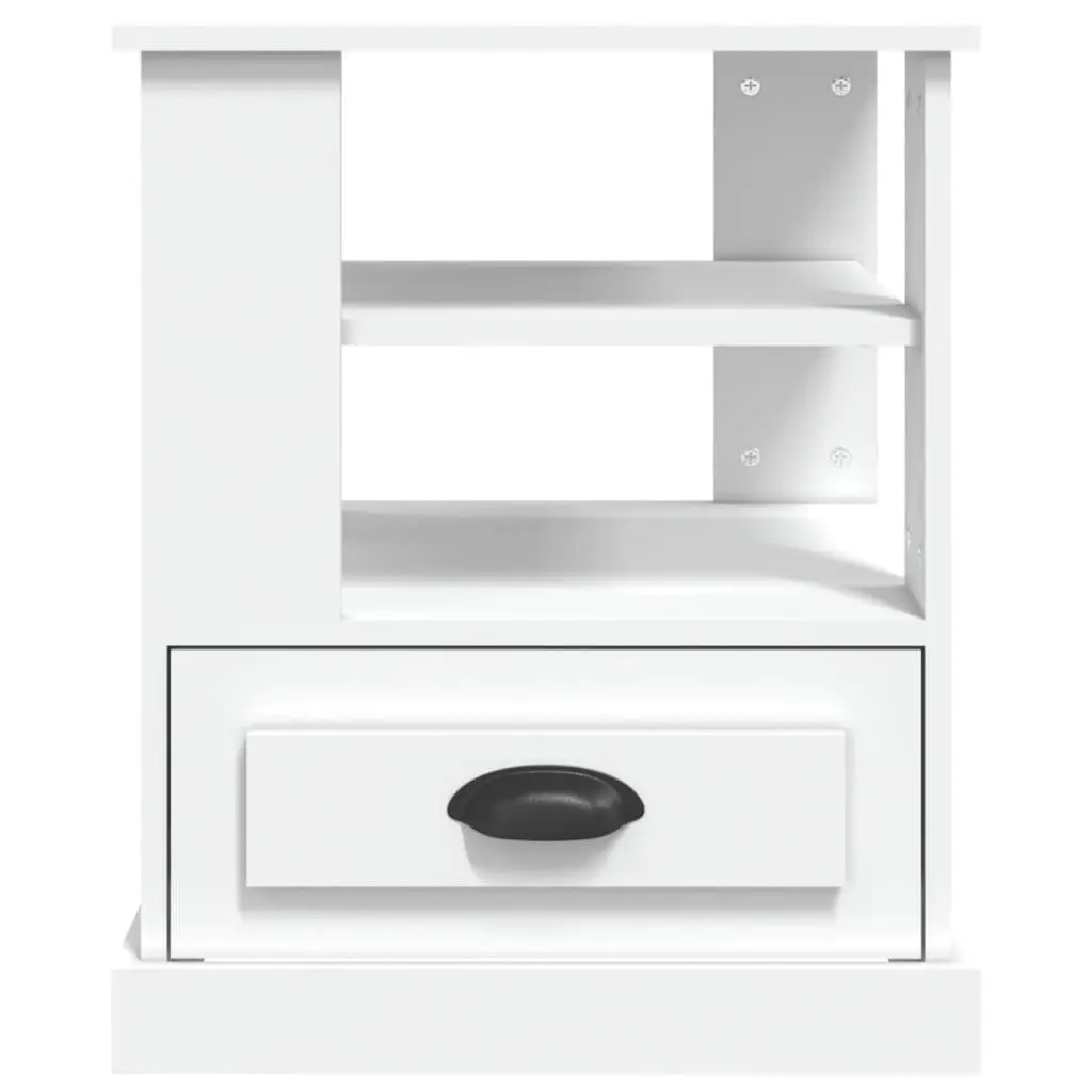 Side Table White 50x50x60 cm Engineered Wood Storage Accent Furniture Living Room