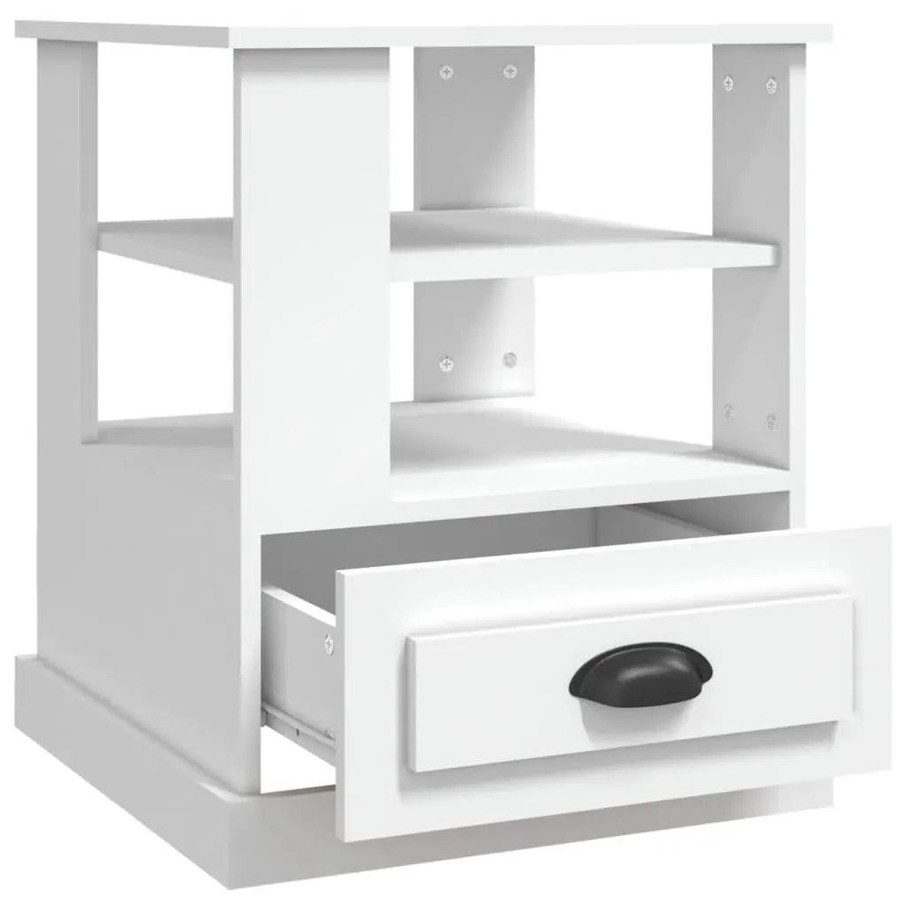 Side Table White 50x50x60 cm Engineered Wood Storage Accent Furniture Living Room