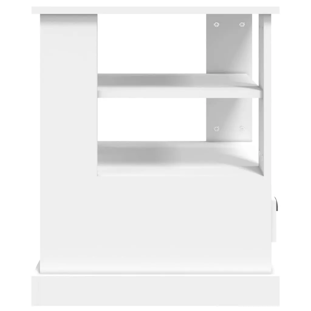 Side Table White 50x50x60 cm Engineered Wood Storage Accent Furniture Living Room