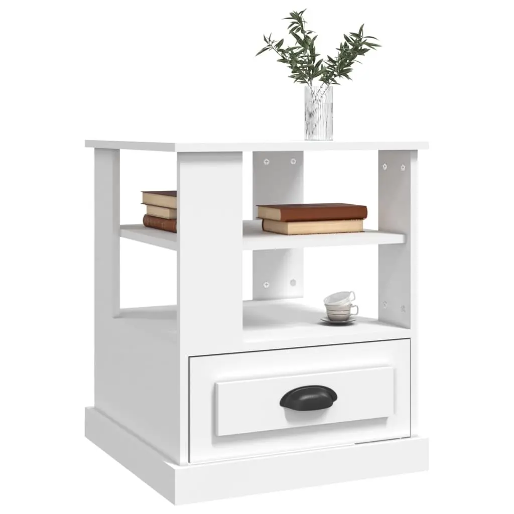 Side Table White 50x50x60 cm Engineered Wood Storage Accent Furniture Living Room