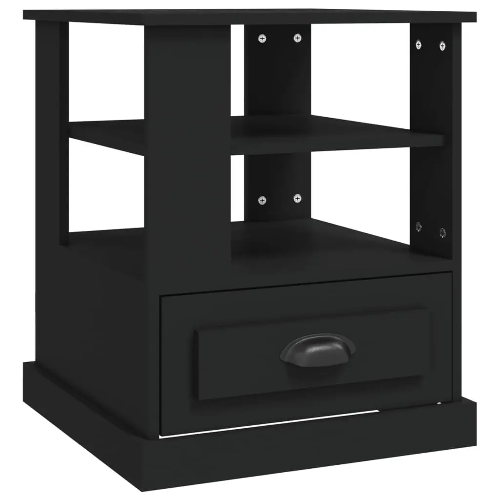 Side Table Black Engineered Wood 50W x 50D x 60H cm Storage Accent Furniture