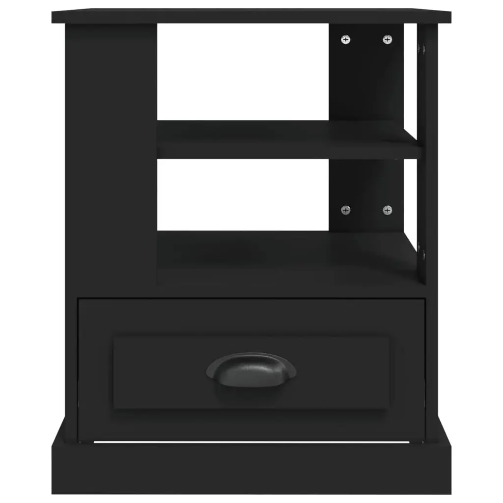 Side Table Black Engineered Wood 50W x 50D x 60H cm Storage Accent Furniture