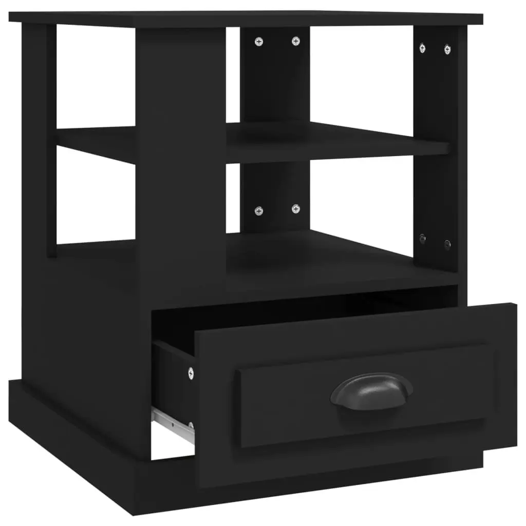 Side Table Black Engineered Wood 50W x 50D x 60H cm Storage Accent Furniture