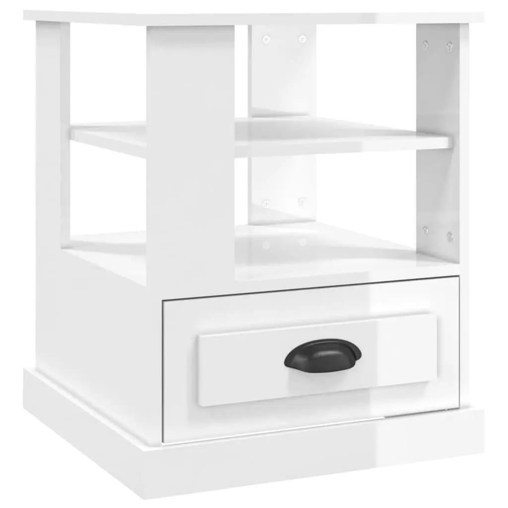 End Table High Gloss White 50 x 50 x 60 cm Engineered Wood