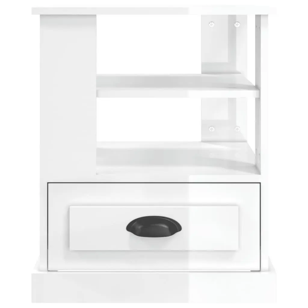 End Table High Gloss White 50 x 50 x 60 cm Engineered Wood