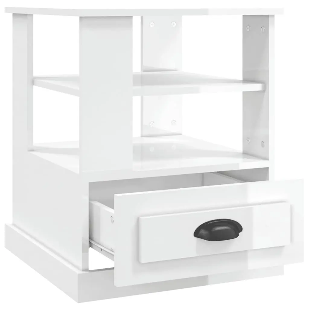 End Table High Gloss White 50 x 50 x 60 cm Engineered Wood