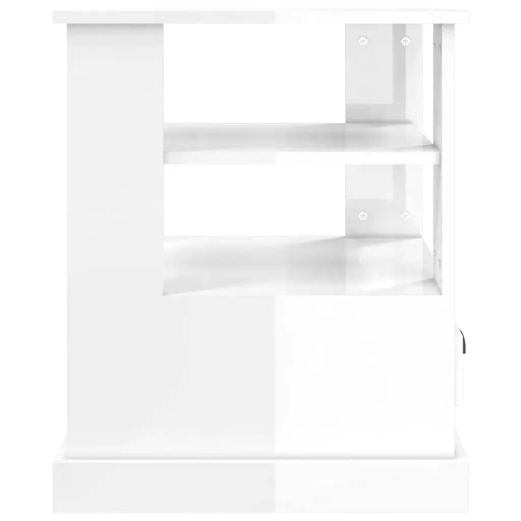 End Table High Gloss White 50 x 50 x 60 cm Engineered Wood