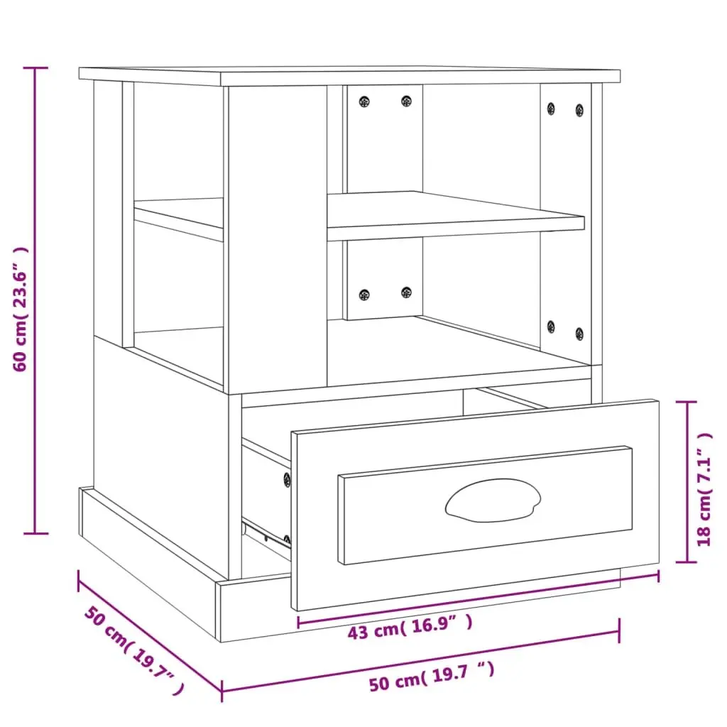 End Table High Gloss White 50 x 50 x 60 cm Engineered Wood