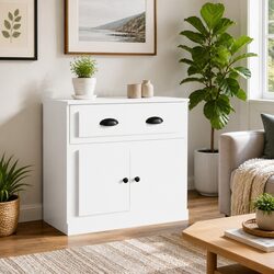 White Sideboard Storage Cabinet 70x35.5x67.5 cm