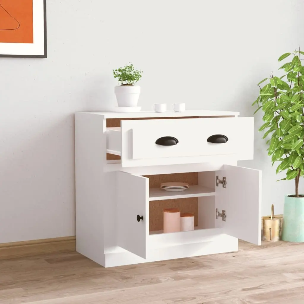 White Sideboard Storage Cabinet 70x35.5x67.5 cm