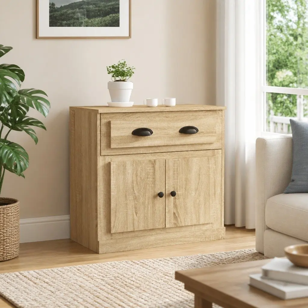 Brown Engineered Wood Sideboard Storage Cabinet 70cm